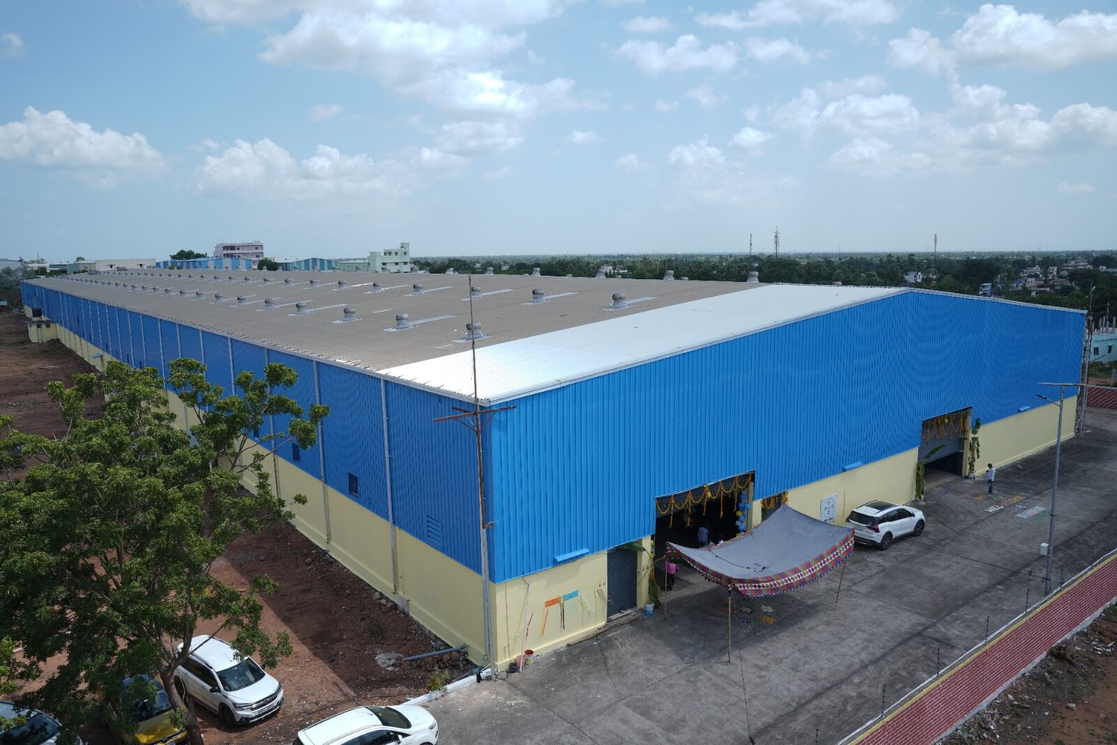 Elevated view of TRBL bus body building facility